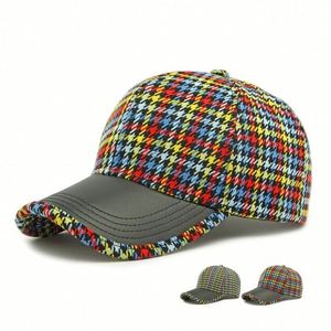 New Korean Fashion Houndstooth Hard Top Baseball Cap for Women Spring New <b>Sunscreen</b> Personalized Stitching PU Brim Baseball Cap - Product Image 2