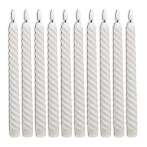 10.8" LED Electronic Candle <b>Lights</b> White Spiral <b>Battery</b> <b>Operated</b> Flickering Tall Candlesticks <b>Christmas</b> Home Wedding - Product Image 1