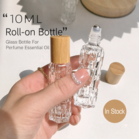 Flacons à bille de 10 ml avec couvercle en bambou ou bouchon électroplaqué or, flacons d'huile essentielle avec bille en acier, rechargeables pour parfum