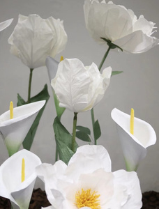 Grandi <span class=keywords><strong>fiori</strong></span> decorativi alti Set di <span class=keywords><strong>fiori</strong></span> di papavero di Organza di peonia di carta per la decorazione della festa nuziale - Product Image 5