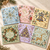 Ensemble de cartes de vœux de Noël multi-designs, cartes de Noël de luxe avec estampage à chaud doré, cartes de Noël florales en aquarelle pour offrir en cadeau