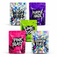 Sachets Mylar Personnalisés à Fond Plat, Découpés sur Mesure, Anti-Odeur, Refermables, Surface Brillante, pour 3,5g et 7g, Design Exotique