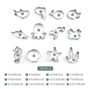 <span class=keywords><strong>Emporte</strong></span>-pièces en acier inoxydable en forme d'animaux marins 12 pièces outil de décoration de gâteau de cuisson vente en gros - Product Image 4