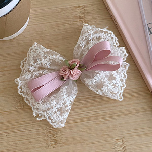 <b>Sweet</b> and gentle ribbon hair tie with bow, hair clip, spring clip, top clip, girly lace <b>flower</b> head accessory - Product Image 1
