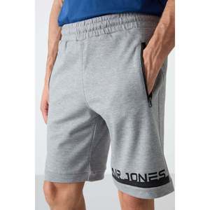 Shorts gris chiné coupe standard pour homme Air Jones Albie, mélange coton et polyester pour tenue décontractée et sportive - Product Image 3