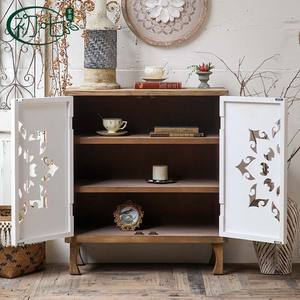 Moroccan <b>Vintage</b> Carved Entryway <b>Cabinet</b> 2 Doors Handmade Living Room Storage <b>Cabinet</b> - Product Image 3