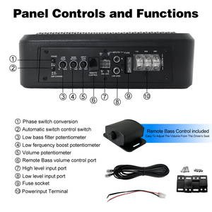 パワフル重低音 <span class=keywords><strong>500W</strong></span> 6x9スリム型 シート下設置 アクティブ電源内蔵 アンプ内蔵型カーサブウーファー - Product Image 3