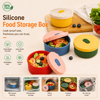 700ML OEM/ODM Compatible lave-vaisselle |   Bol de rangement en silicone de qualité alimentaire avec couvercle |   Boîtes à lunch en silicone réutilisables, compatibles micro-ondes