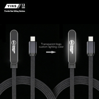 Câble de charge rapide USB-C vers C en nylon tressé 240W avec logo LED personnalisé pour ordinateur portable, tablette, téléphone, lecteur de codes-barres et écouteurs