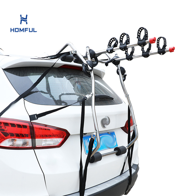 HOMFUL Stainless Steel Sedan Outdoor Travel Bicycle Car Rack Hitch Bicycle Carrier Trunk Mount Bicycle Rack