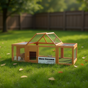 Casa para Mascotas de Madera Natural, Duradera para Exteriores, Rectangular, Tamaño Mediano, para Todas las Estaciones, Estilo Simple - Product Image 2