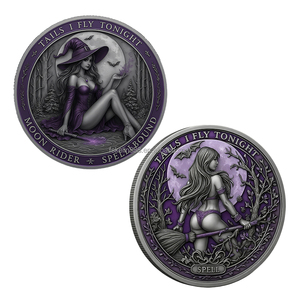 Koin Berwarna Berlapis Perak Tembaga Murni 999 1 OZ Desain Penyihir Nakal Unik Seksi Cantik Pabrikasi Pabrik - Product Image 1