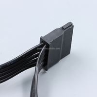 SATA 15-Pin Stromverteilerkabel 1 zu 5 Verlängerungskabel 60cm 18AWG Schwarzes Flachkabel für HDD SSD SATA-Geräte Kühlungsgeeignet
