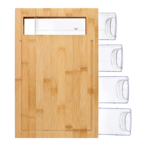 Tabla de Cortar de Bambú Rectangular con Cajones de Almacenamiento, Herramienta de Preparación de Alimentos para Cocina - Product Image 3