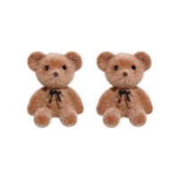Boucles d'oreilles clous en peluche style coréen Kawaii, mignonnes, en forme d'ours en peluche, bijoux simples et tendance, vente en gros