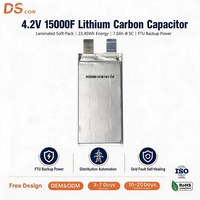 Condensateur au lithium-carbone 4.2V 15000F FTU, alimentation de secours 70A continu, durée de vie 50000 cycles, 130x65x13mm, vente en gros