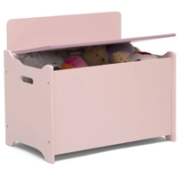 Boîte à jouets en bois pour enfant armoire de rangement enfants coffre à jouets banc de rangement avec couvercle à charnière de sécurité pour salle de jeux chambre salon rose