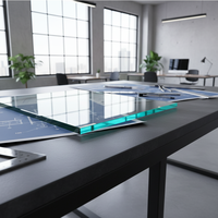 Plateau de table rond en verre trempé transparent avec bords polis de 1/4 de pouce d'épaisseur pour salle à manger, table basse ou bureau