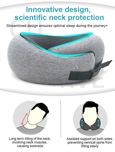 Oreiller de voyage ergonomique en mousse à mémoire de forme à rebond lent pour le cou, idéal pour le bureau, la maison, la voiture, avec bouchons d'oreilles et masque pour les yeux - Product Image 5