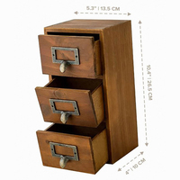 Mini organisateur de bureau à 3 tiroirs vintage personnalisé en gros Tiroir de rangement en forme de rectangle pour catalogue de cartes de pays et porte-étiquettes