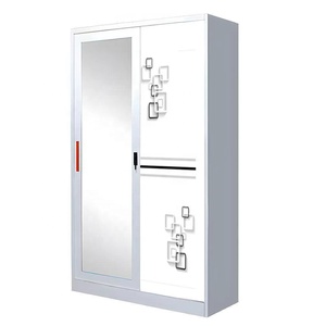 寝室のワードローブスチール<span class=keywords><strong>2</strong></span>ドア収納食器棚金属製ワードローブ寝室のクローゼット - Product Image 3