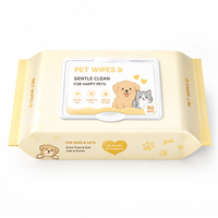 80 lingettes pour animaux de compagnie non tissées, douces, sans alcool, sans parfum, pour nettoyer les pattes, le corps, le visage et les oreilles des animaux
