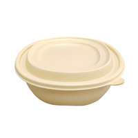 Bol à soupe en PP à base d'amidon de maïs écologique 1150 ml avec couvercle, biodégradable, résistant aux fuites, compatible micro-ondes, récipient à emporter pour aliments chauds