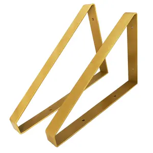 DIY Golden Wall Hanging Floating Shelf Bracket Wall Decor Hanging Shelf Support Wall Corner Gold Metal Triangular Shelf Bracket