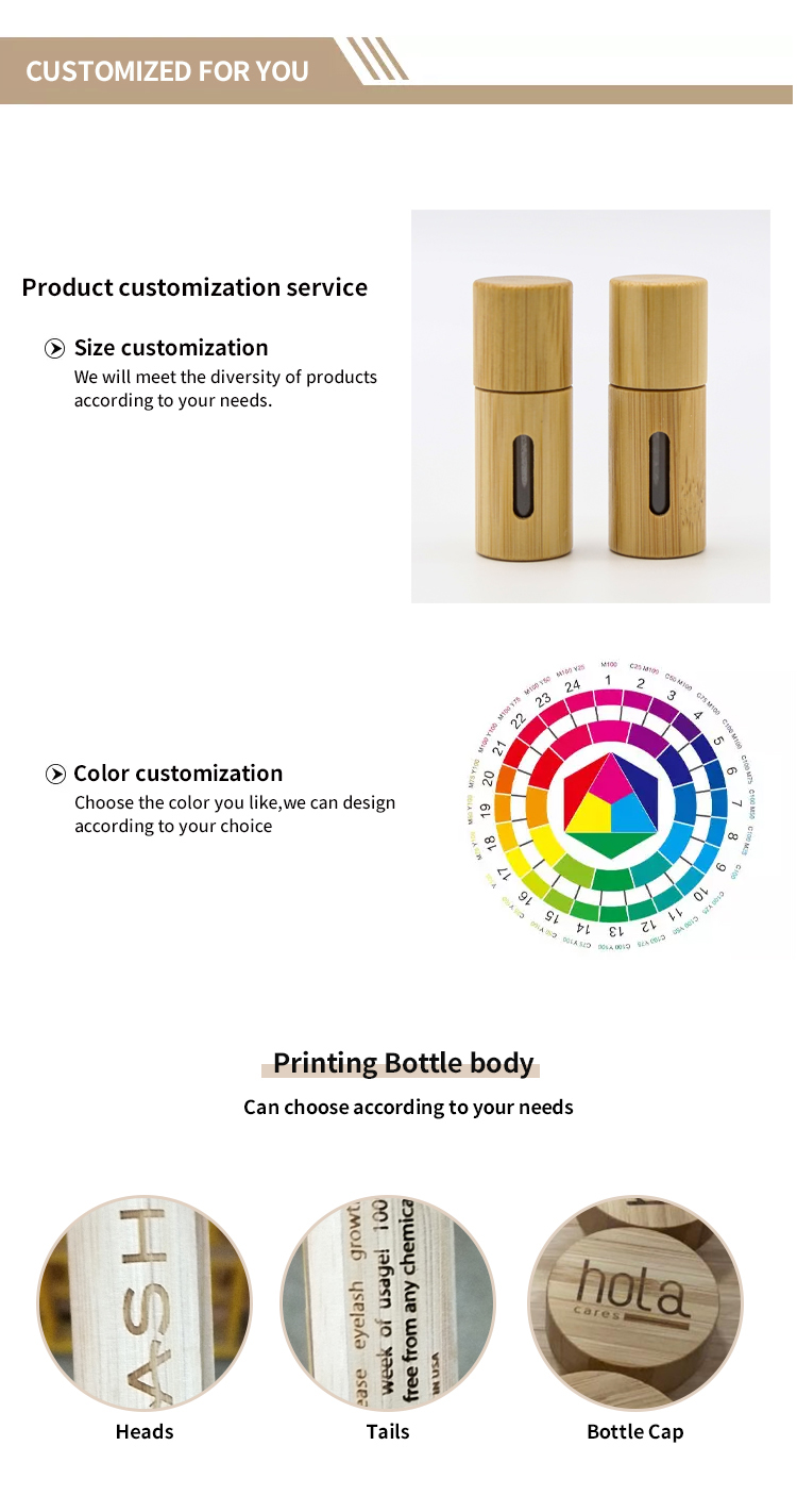 Recyclable Bamboo Serum Essential Oil Roller Bottles 3ml 5ml 10ml