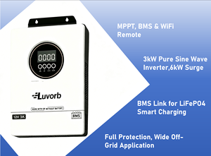 Onduleur <span class=keywords><strong>solaire</strong></span> hors réseau 3KW à onde sinusoïdale pure avec contrôleur MPPT, stockage d'énergie, DC 24V et télécommande WIFI - Product Image 2