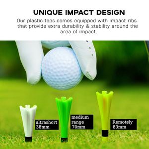 Tees de golf en plastique à faible résistance de 83 mm avec design à 5 branches rayées - Accessoires de golf promotionnels durables en gros pour logos personnalisés - Product Image 4