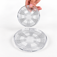 Plateau à collation polyvalent en verre transparent, assiette à dessert géométrique pressée pour la restauration hôtelière, les cafés et la table quotidienne.