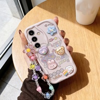Coque de téléphone portable DIY mignonne avec autocollants pour iPhone 16 15 17 18 Pro Max, motif crème, coque arrière pour Samsung S26 A16