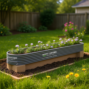 Bac à légumes surélevé Vorsteins 244,1x31,5x14,2 pouces en acier gris moderne pour cultiver des légumes - Product Image 2