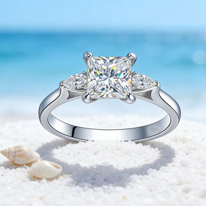 <span class=keywords><strong>Bague</strong></span> en moissanite plaquée platine 1,2 carat de forme carrée, <span class=keywords><strong>bague</strong></span> de fiançailles tendance pour femmes avec certification GRA - Product Image 3