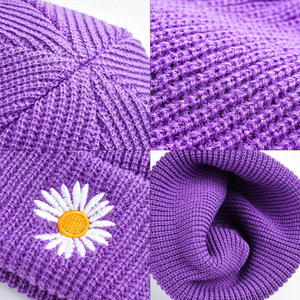Chapeaux de sport en tricot avec broderie sur mesure pour l'hiver, <span class=keywords><strong>Bonnet</strong></span> court de couleur unie - Product Image 6