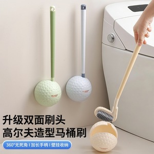 Golf Style <b>Toilet</b> <b>Brush</b> Double Sided Soft <b>Rubber</b> Long Handle Wall Mounted For Home Use - Product Image 1