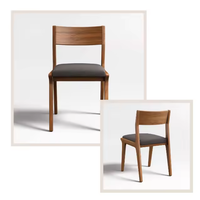 Chaise de salle à manger en bois de teck Lakin, mobilier commercial, chaise de salle à manger, restaurant, hôtel, mariage, banquet