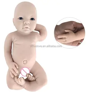 18 אינץ מלא רך מוצק סיליקון ילדה תינוק אמיתי בובות Bebe יילוד לא צבוע ריק Reborn בובת ערכות
