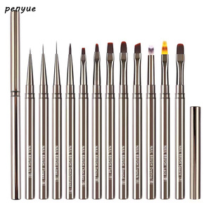 Ensemble d'outils de <span class=keywords><strong>manucure</strong></span> DIY tête plate Nylon Nail Art UV Gel Extension Builder Liner Hair Shape Painting Carving Crimped Ustensiles - Product Image 3