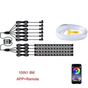 RGB Ambient Light Fiber Optic Kit LED Bar Light with 12V Auto Atmosphere Lamp Smart Model APP Control New Condition
