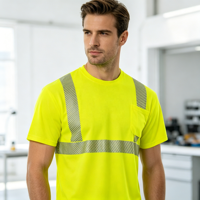 T-shirt de sécurité réfléchissant en tissu Bird Eye, fluorescent, à manches courtes, personnalisable par impression ou broderie