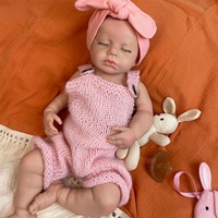 Handgefertigte Vollkörper-Platin-Silikon-Babypuppe LouLou Schlafende Squish-Reborn-Puppe für Fotografie-Requisiten, Therapie und Gesellschaft
