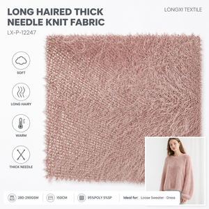 Tissu tricoté à l'aiguille longue et épaisse, 95% Poly 5% Spandex, 280GSM, 150cm, chaud, doux, moelleux, teint, extensible, pour robe pull fille - Product Image 1