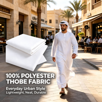 Tissu 100 % polyester uni teint, nouveau design 2026, pour thobe arabe et saoudienne pour hommes