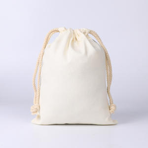 Bolsa de algodón con cordón blanco en stock al por mayor, bolsa de lona con cordón para almacenamiento de embalaje de <span class=keywords><strong>regalo</strong></span> ecológica en blanco - Product Image 5
