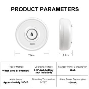 Détecteur de fuite d'eau sans fil ER-W-SQ-01 433 MHz, alarme sonore, capteur de détection d'inondation, système d'alarme de débordement d'eau Y14 - Product Image 6