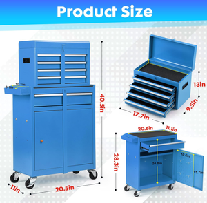 Armadio Portautensili in Acciaio a 5 Cassetti con Carrello <span class=keywords><strong>e</strong></span> Cassetta da Officina, Facile da Montare/Smontare, Set di Utensili Manuali Personalizzabili - Product Image 4