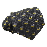 Cravate pour homme tendance, motif insecte mignon et abeille, en polyester doré tissé à la main, personnalisable avec logo, motif nid d'abeille