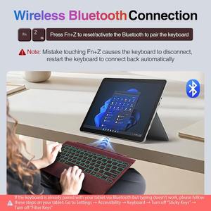 Teclado Mecánico RGB Retroiluminado de 7 Colores y 3 Niveles de Brillo, Inalámbrico BT para Surface Pro 8/9/10/X, Iluminación Personalizada para la Noche - Product Image 6